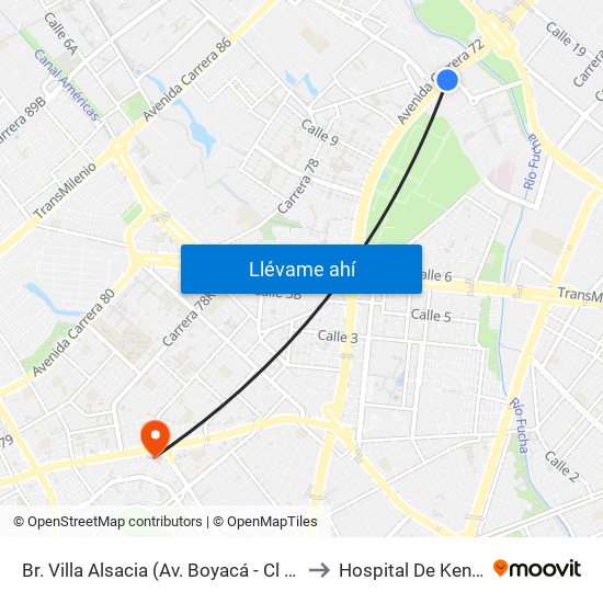 Br. Villa Alsacia (Av. Boyacá - Cl 12a) (A) to Hospital De Kennedy map