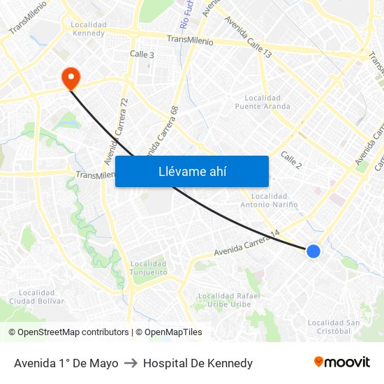 Avenida 1° De Mayo to Hospital De Kennedy map