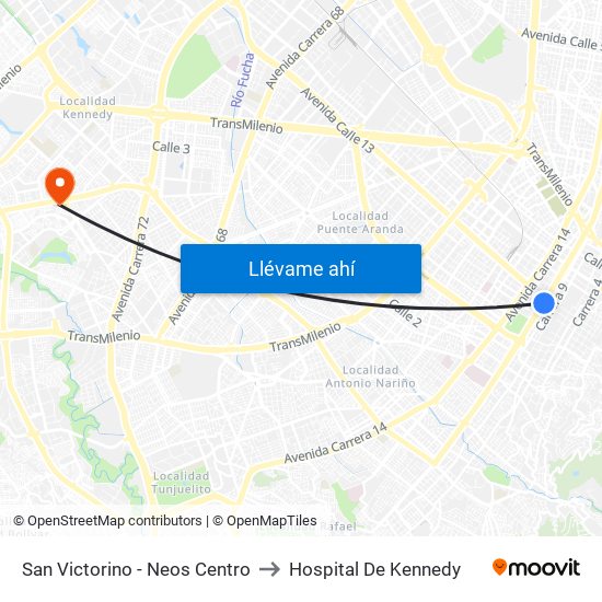 San Victorino - Neos Centro to Hospital De Kennedy map