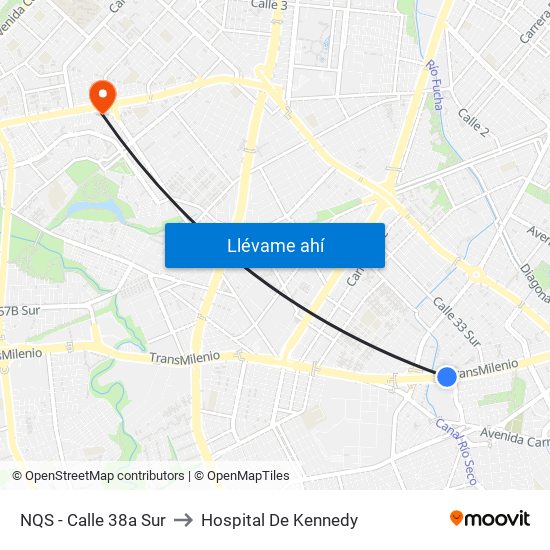 NQS - Calle 38a Sur to Hospital De Kennedy map
