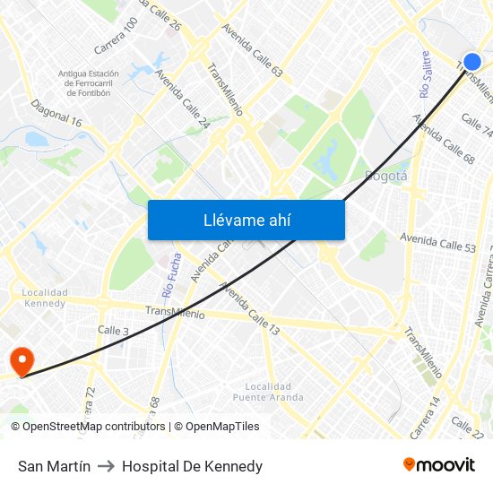 San Martín to Hospital De Kennedy map