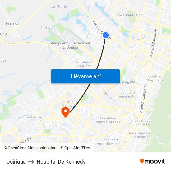 Quirigua to Hospital De Kennedy map