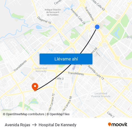 Avenida Rojas to Hospital De Kennedy map