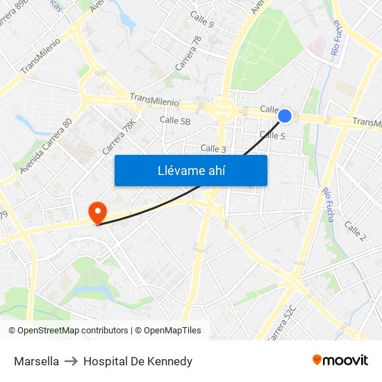 Marsella to Hospital De Kennedy map