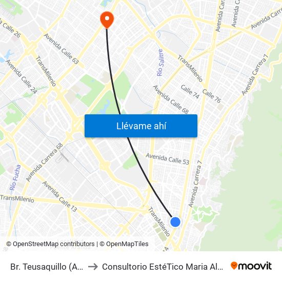 Br. Teusaquillo (Ac 32 - Av. Caracas) to Consultorio EstéTico Maria Alexandra Vargas Salud y Belleza map