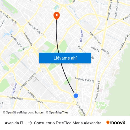 Avenida El Dorado to Consultorio EstéTico Maria Alexandra Vargas Salud y Belleza map