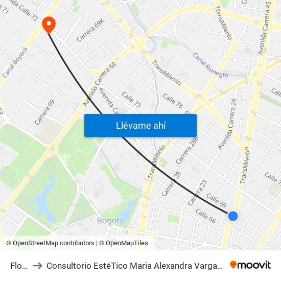 Flores to Consultorio EstéTico Maria Alexandra Vargas Salud y Belleza map