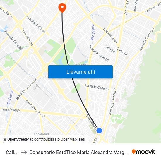 Calle 26 to Consultorio EstéTico Maria Alexandra Vargas Salud y Belleza map