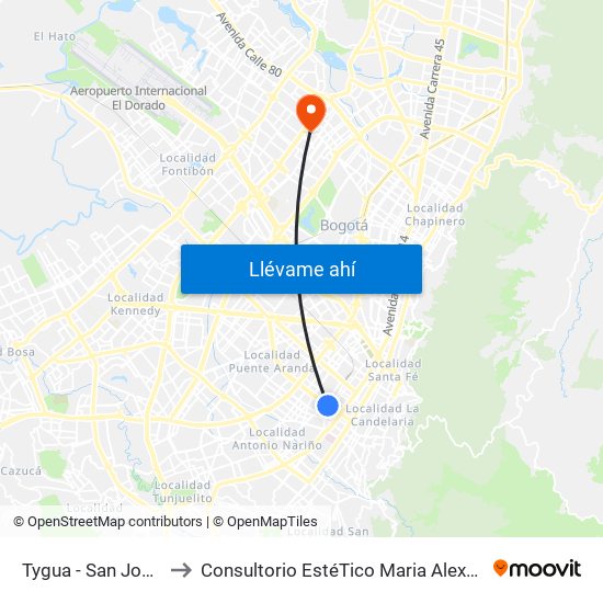 Tygua - San José (Lado Norte) to Consultorio EstéTico Maria Alexandra Vargas Salud y Belleza map