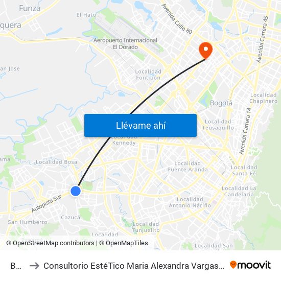 Bosa to Consultorio EstéTico Maria Alexandra Vargas Salud y Belleza map