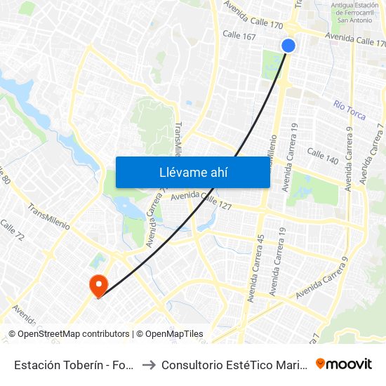 Estación Toberín - Foundever (Auto Norte - Cl 166) to Consultorio EstéTico Maria Alexandra Vargas Salud y Belleza map