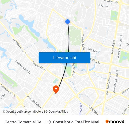 Centro Comercial Centro Suba (Av. Suba - Kr 91) to Consultorio EstéTico Maria Alexandra Vargas Salud y Belleza map