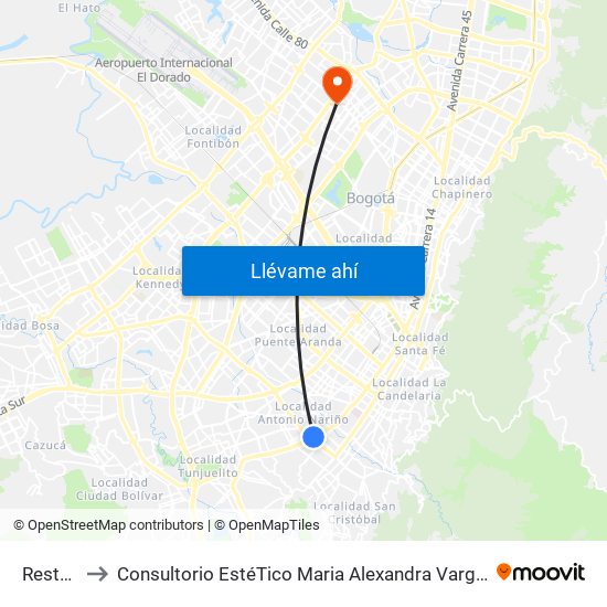 Restrepo to Consultorio EstéTico Maria Alexandra Vargas Salud y Belleza map