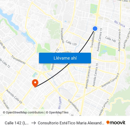 Calle 142 (Lado Norte) to Consultorio EstéTico Maria Alexandra Vargas Salud y Belleza map