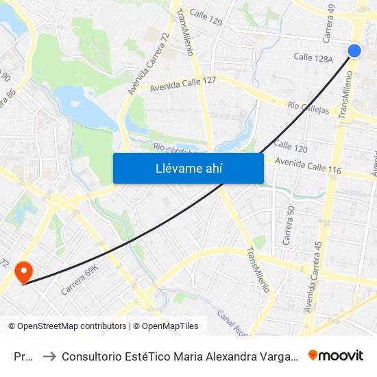 Prado to Consultorio EstéTico Maria Alexandra Vargas Salud y Belleza map