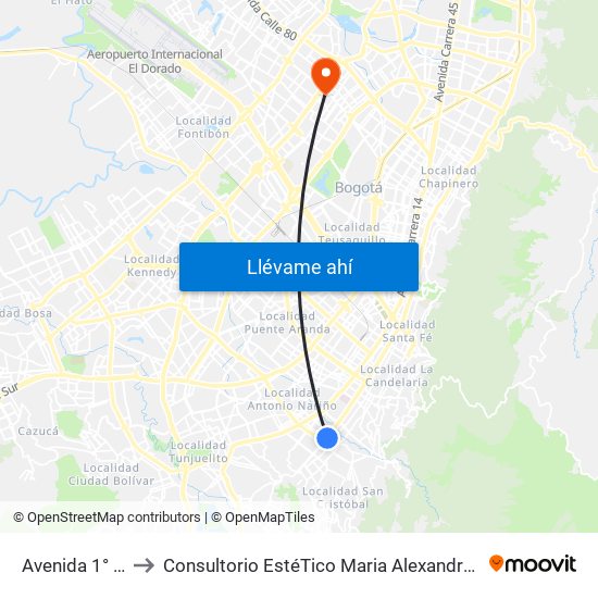 Avenida 1° De Mayo to Consultorio EstéTico Maria Alexandra Vargas Salud y Belleza map