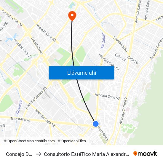 Concejo De Bogotá to Consultorio EstéTico Maria Alexandra Vargas Salud y Belleza map