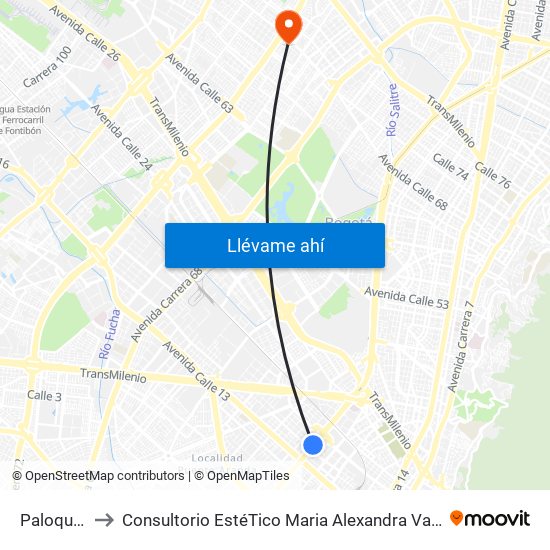 Paloquemao to Consultorio EstéTico Maria Alexandra Vargas Salud y Belleza map