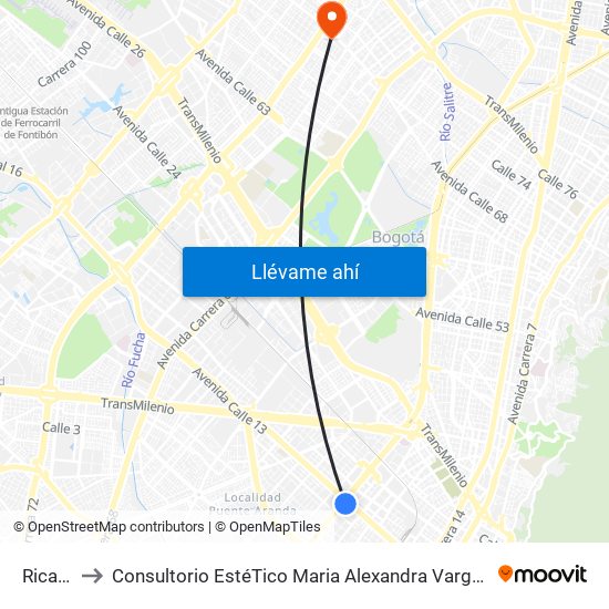 Ricaurte to Consultorio EstéTico Maria Alexandra Vargas Salud y Belleza map