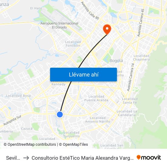 Sevillana to Consultorio EstéTico Maria Alexandra Vargas Salud y Belleza map