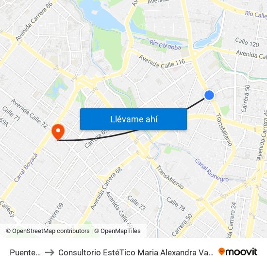 Puentelargo to Consultorio EstéTico Maria Alexandra Vargas Salud y Belleza map