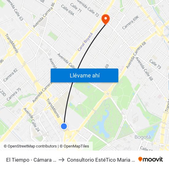 El Tiempo - Cámara De Comercio De Bogotá to Consultorio EstéTico Maria Alexandra Vargas Salud y Belleza map