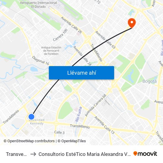 Transversal 86 to Consultorio EstéTico Maria Alexandra Vargas Salud y Belleza map