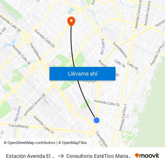 Estación Avenida El Dorado (Av. NQS - Cl 40a) to Consultorio EstéTico Maria Alexandra Vargas Salud y Belleza map