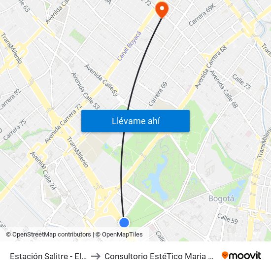 Estación Salitre - El Greco (Ac 26 - Ak 68) to Consultorio EstéTico Maria Alexandra Vargas Salud y Belleza map