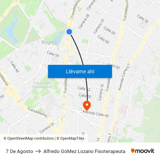 7 De Agosto to Alfredo GóMez Lozano Fisoterapeuta map