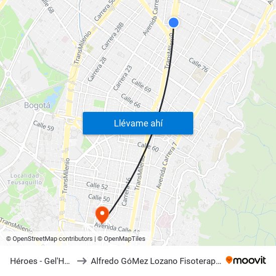 Héroes - Gel'Hada to Alfredo GóMez Lozano Fisoterapeuta map