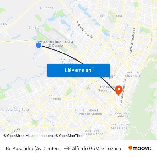 Br. Kasandra (Av. Centenario - Kr 134a) to Alfredo GóMez Lozano Fisoterapeuta map