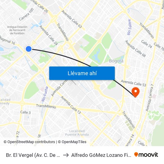 Br. El Vergel (Av. C. De Cali - Cl 18) to Alfredo GóMez Lozano Fisoterapeuta map