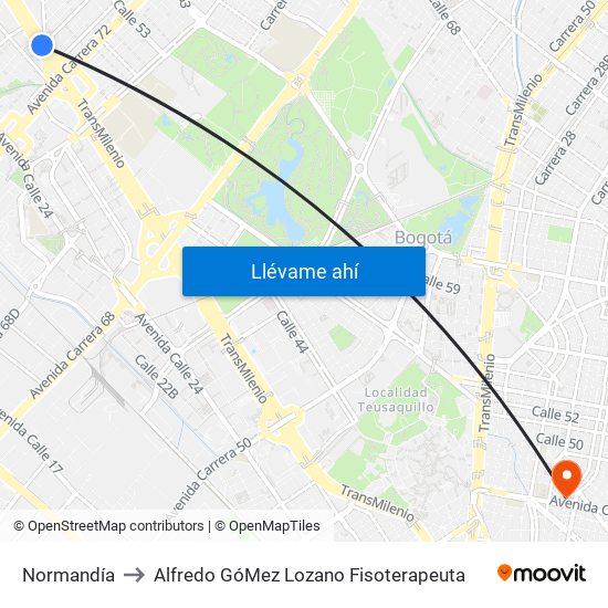 Normandía to Alfredo GóMez Lozano Fisoterapeuta map