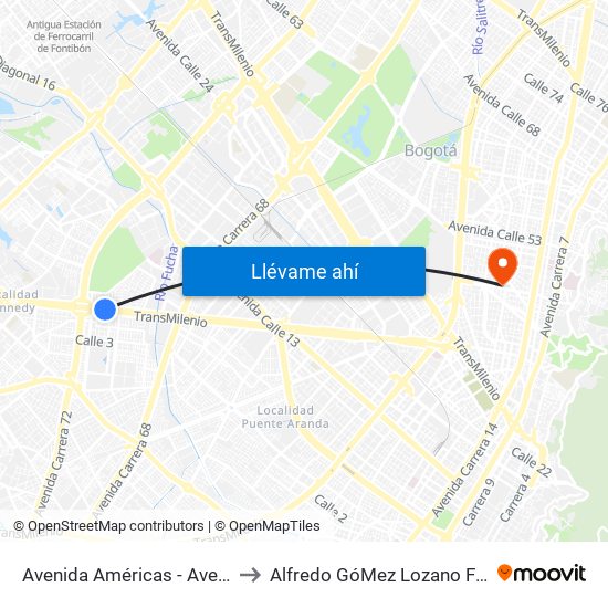 Avenida Américas - Avenida Boyacá to Alfredo GóMez Lozano Fisoterapeuta map
