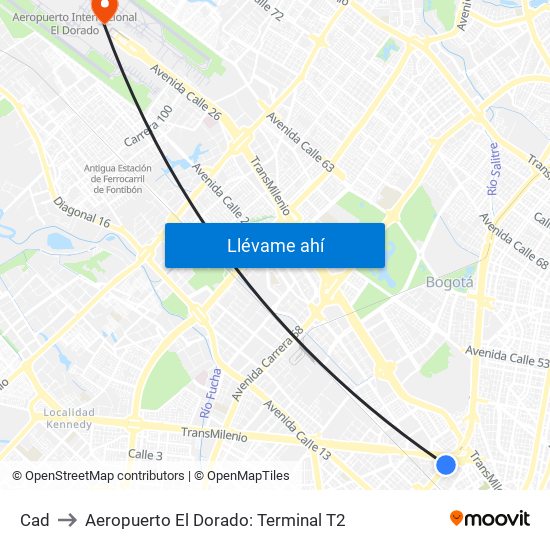 Cad to Aeropuerto El Dorado: Terminal T2 map