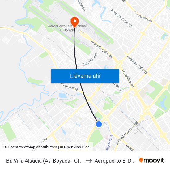 Br. Villa Alsacia (Av. Boyacá - Cl 12a) (A) to Aeropuerto El Dorado map