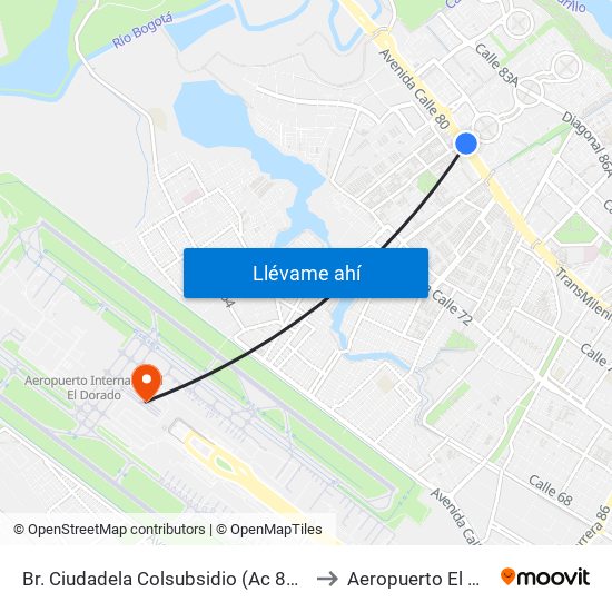 Br. Ciudadela Colsubsidio (Ac 80 - Kr 112a) to Aeropuerto El Dorado map