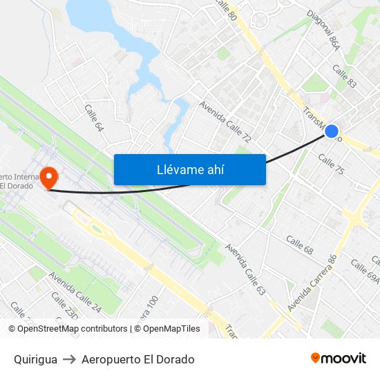 Quirigua to Aeropuerto El Dorado map