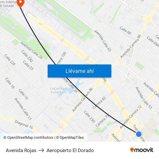 Avenida Rojas to Aeropuerto El Dorado map