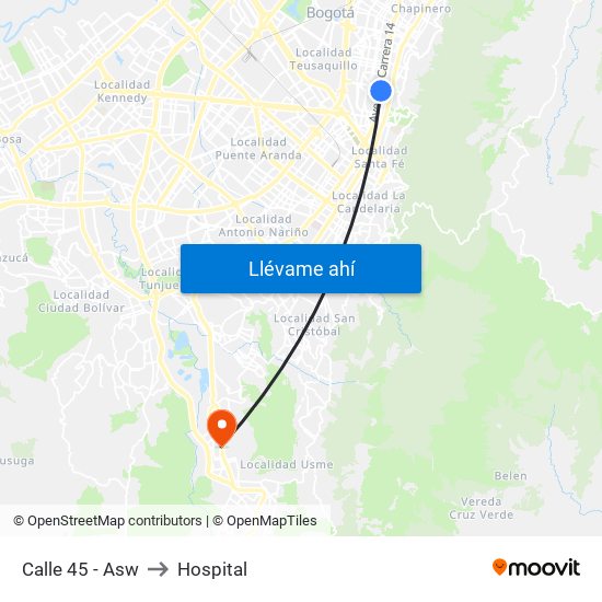 Calle 45 - Asw to Hospital map