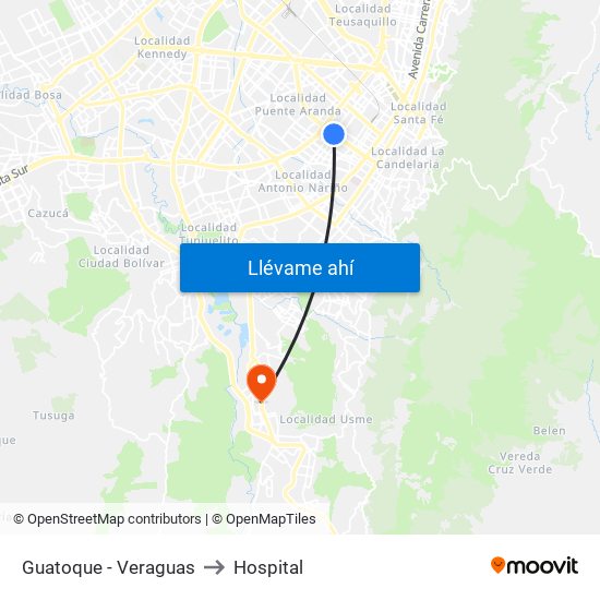 Guatoque - Veraguas to Hospital map