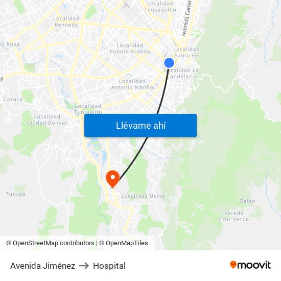 Avenida Jiménez to Hospital map