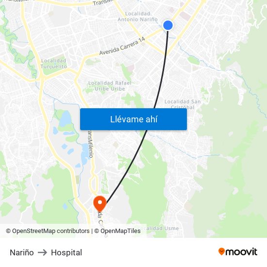 Nariño to Hospital map