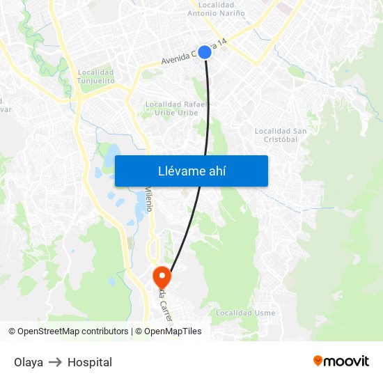 Olaya to Hospital map