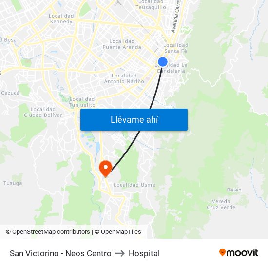 San Victorino - Neos Centro to Hospital map