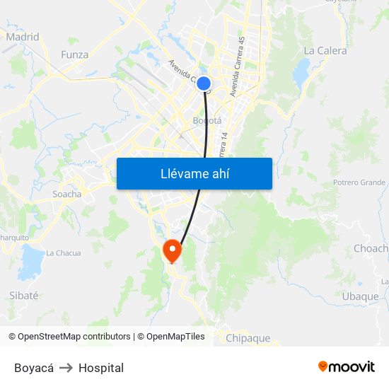 Boyacá to Hospital map
