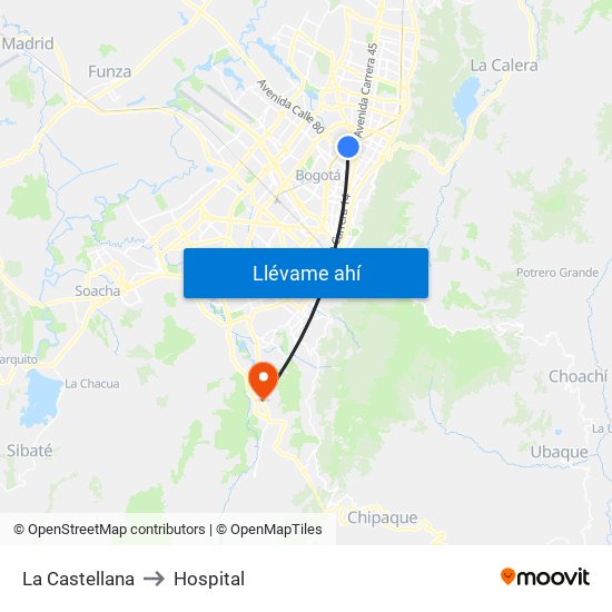 La Castellana to Hospital map