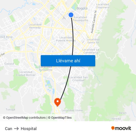 Can to Hospital map