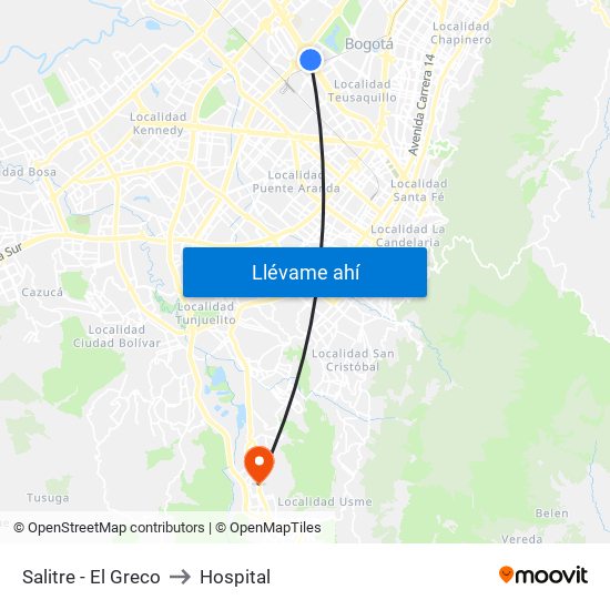 Salitre - El Greco to Hospital map
